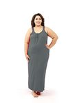 D'Heer Fashion Full Length Women's Hosiery Cotton Fabric Long Nighty Slip/Camisole Slip- for Women - Plus Size Nighty (Plus Size, Grey)