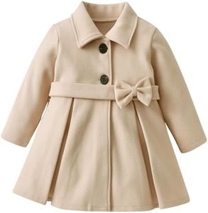 Yimoon Toddler Baby Girls Wool Blend Coat Long Sleeve Buttons Dress Coat Fall Winter Jacket Clothes(Beige-2T)