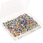 H&S Glass Head Pins 500pcs Long 38mm for Dressmaking Red Black White Multicolor - Dressmaker Pins - Dress Making Pins with Heads - Glass Round Headed Pins - Dressing Pins - Glass Head Pins Long