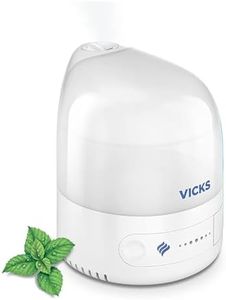 Vicks Personal Cool Mist Ultrasonic Humidifier - Small, Easy to Use, Quiet - Constant Mist Output - Home Use, Bedroom, Office, Nursery - Essential Oil VapoPad Included - Up to 5h for 10m2 - VUL510