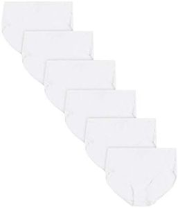 JUST MY SIZE Hanes Women’s Brief Underwear, Plus Size Cotton High-Rise or Low-Rise, 6-Pack, White, 18
