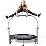 BCAN 48"" Foldable Mini Trampoline for Adults Max Load 440lbs, Fitness Rebounder with Adjustable Foam Handlebar, Exercise Trampoline for Adults or Kids Indoor/Outdoor Workout