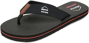 Alpine Swiss Mens Flip Flops Beach Sandals EVA Sole Comfort Thongs Black 10 M US