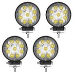 LED LIight Bar YITAMOTOR 4PCS 4Inch 27W Round LED Work Light LED Pod Lights Spot Beam Off Road Driving Light Fog Light Waterproof Truck Car ATV SUV Boat 4WD ATV 12V, 2 Years Warranty