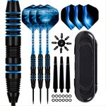 Darts set 22g Darts steel tip 3 Pack with Aluminum Shaft 2 Style Flights and Dart Case, Professional Metal Darts