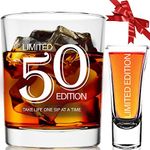 50th Birthday Gifts For Him - 1974 Whiskey & Shot Glass Funny Bday Present Idea 50 Year Old Men, Boyfriend, Husband, Son, Anniversary From Girl Friend Mom Dad Brother Sister Decoration