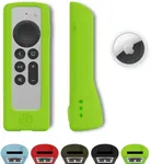 GripStand™ Apple TV Remote Case: Stand-Up Design, Enhanced Grip, Anti-Slip & Drop Protection, AirTag Compatible, Fits Siri Apple TV 4K/HD (2nd & 3rd Gen) – Lime Glow by 73&Sunny.