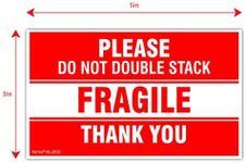 Kenco 3" X 5" Please Do Not Double Stack Fragile Thank You Stickers for Shipping and Packing - 500 Labels Per Roll