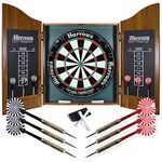 Harrows Pro Choice Cabinet & Competition Sisal/Bristle Dartboard Set with 2 Sets of Brass Steel-Tip Darts