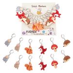 PLIGREAT 12 Pcs Squirrel Owls Mushroom Stitch Markers, Resin Crochet Stitch Marker Charms Knitting Locking Stitch Marker with Lobster Claw Clasps for Weaving Sewing Quilting Jewelry Making Accessories