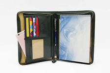 Leather Conference Folder a5, Zipper padfolio A5, Notebook Holder, Writing Folder, Leather Planner a5 (Green)