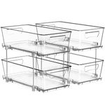 SimpleHouseware 2 Tier Bathroom Organizer Tray Pull-Out Sliding Drawer/Under-Sink Storage, 2 Pack, Clear