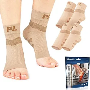 POWERLIX Plantar fasciitis socks (2 Pairs) for Neuropathy, for Women & Men, Ankle Brace Support, Toeless Compression Socks & Foot Sleeve for Arch and Heel Pain, Treatment & Everyday Use