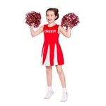 Girls Red Cheerleader Fancy Dress Costume - Large (8-10 Years)