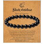 XIANNVXI Black Obsidian Beaded Bracelet Crystal Bracelets for Women Men's Bracelets 8mm Elastic Stretch Healing Gemstone Bead Bracelet Jewelry Gift