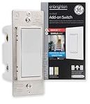 Enbrighten Add-On Switch QuickFit and SimpleWire, In-Wall Rocker Paddle, Z-Wave ZigBee Wireless Smart Lighting Controls, NOT A STANDALONE Switch, 46199 , White and Light Almond