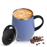 Ideus Coffee Mug 470ml (16oz), Double Wall Vacuum Insulated Stainless Steel Coffee & Tea Cup w/Non-Slip Handle & Slider Module Lid & Large Volume (Sky Blue)