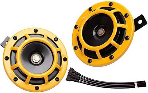 FARBIN Car Horn Loud 12V High Tone/Low Tone Horn Super Loud Train Horn for Car Truck Metal Twin Horns Kit with Protective Grill (yellow)