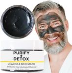 Mud Mask for Face with Dead Sea Mud, Bentonite Clay and Activated Charcoal - Made in USA -NO DRYING Facial Mask to Minimize Pore, Clear Blackheads- Great for Armpit Detox too