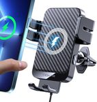 Wireless Car Charger, MOKPR 15W Fast Charging Auto-Clamping Car Phone Holder Wireless Charger Air Vent Car Phone Mount for iPhone16/15/14/13/13 Pro/12 pro/12/11/X/8, Samsung Galaxy S24/S23/S22/S21/S20