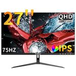 GreBear 27 Inch 2K Computer Monitor, Professional IPS PC Monitors QHD 2560 x 1440p 75Hz Home Office Gaming Screen, HDMI, DP, FreeSync, LED Backlight, Build-in Speaker, 100 x 100 mm VESA Mountable