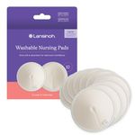 Lansinoh Washable Nursing Pads, Made with Organic Bamboo Viscose, Reusable Breast Pads for Breastfeeding with Wash Bag, Breastfeeding Essentials, 10 Count