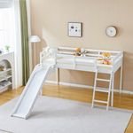 JOYMOR Low Loft Bed with Curved Sli