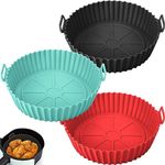 3 Pack Air Fryer Silicone Liner, Reusable Airfryer Liners, Air Fryer Accessories Compatible with Ninja, Tower, COSORI, Kitchen Accessories Replacement for Disposable Parchment Paper Liner