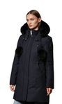 Moose Knuckles Women's Stirling Parka with Fur Pom Pom, Navy/Black Fur, Medium
