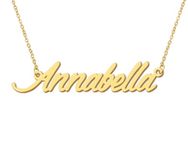 18k Gold Plated Annabella Name Necklace Initial Pendant Charm Stainless Steel Jewelry for Womens Moms