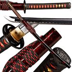 IUWEN Handmade Katana Japanese Samurai Sword, Curse Seal Samurai Sword,1095 High Carbon Steel,T10 Heat Tempered/Clay Tempered, Hand Forged,Razor Sharp