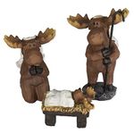 3 Piece Moose Holy Family Resin Nativity Set