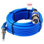 PEARL Microphone Cable 5 Meter | Metal XLR Female (3 Pin) to Metal P38 Jack (6.35 MM) Balanced Microphone Audio Cable | 1 Pcs (Blue)