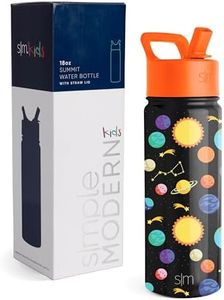 Simple Modern 18oz Summit Kids Water Bottles with Straw Lid Sippy Cup - Dishwasher Safe Vacuum Insulated Tumbler Double Wall Travel Mug 18/8 Stainless Steel Flask - Pattern: Solar System