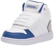 adidas Hoops 2.0 Mid Basketball Shoe, White/White/Team Royal Blue, 5 US Unisex Big Kid