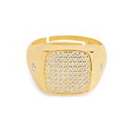 ZAVYA 925 Sterling Silver CZ Studded Gold Plated Ring for Men | Gift for Men and Boys | With Certificate of Authenticity and 925 Hallmark