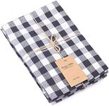 Candy Cottons Cloth Napkins, Dinner napkins, Gingham Checks Black and White, Pack of 6, 100% pure cotton, 18"x18", Table napkin