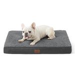 Bedsure Medium Dog Bed Washable - Orthopedic Dog Bed and Mattress Mat for Dog Crate with Removable Plush Sherpa Cover, Grey, 76x51x7.6cm