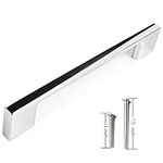 Aviano Collection - 10 Pack Contemporary Solid Sleek Handle Pulls for Kitchen Cupboard Door, Bedroom Drawers, Bathroom cabinets, Office Furniture Hardware and Wardrobe (‎5" Hole Center, Chrome)