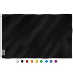 ANLEY Fly Breeze 3x5 Foot Solid Black Flag - Vivid Color and UV Fade Resistant - Canvas Header and Double Stitched - Plain Black Flags Polyester with Brass Grommets 3 X 5 Ft