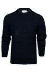 Xact Men's Chunky Fisherman Knit Jumper, Crew Neck, Raglan Sleeve (Navy) XL