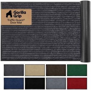 GORILLA GRIP Traffic Guard Indoor Outdoor Heavy Duty Door Mat, 72x48 Gray