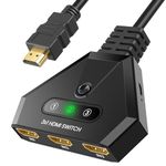 HDMI Splitter 4K HDMI Switch 3 in 1 Out, Aluminum HDMI Switcher 2.0 with Pigtail HDMI Cable, Splitter HDMI hub Support HDCP 2.2 Full HD 4K/1080P/3D per PS5/4/3, HDTV/Xbox/Blu-Ray/Fire Stick