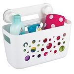 mDesign Kids/Baby Bathroom Shower Suction Caddy Basket for Bath Toys, Shampoo, Conditioner, Soap - White