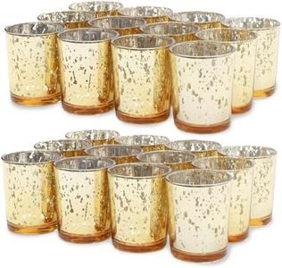 Juvale Mercury Glass Votive Candle Holders (2.2 x 2.2 x 2.6 in, Gold, 24 Pack)