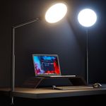 TODI Desk Light with C-Clamp, 10.5" Ring Light with 360° Rotating & Flexible Height, Adjustable Arm Ring Light with Stand, LED Desk Lamps for Home Office, Zoom Light, Computer, Video Calls, Workbench