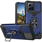 YSNZAQ for Xiaomi Redmi Note 12 4G Case with Card Holder and Sliding Camera (Not 5G), Military Grade Shockproof Protective Phone Cover for Xiaomi Redmi Note 12 4G YHZH Navy