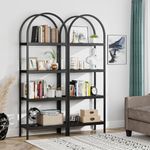 Tribesigns 4-Tier Open Bookshelf Set of 2, 70.8" Industrial Wood Bookcase with Metal Frame, Freestanding Display Rack Tall Shelving Unit for Office, Bedroom (Black, 2PCS)