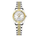 Watches, Womens Watch Two Tone Stainless Steel Bracelets Montre Femme Delicate Cadeau Gifts for Women Chic Gold Quartz Analog Wrist Watch