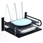 HNVNER Wall Mounted Projector Shelf Metal Router Rack DVD Player Bracket, Floating Wall Shelves For TV Components Such as Cable TV Box/Sky Box/Media Boxes/Blu-Ray Players/Speaker(2 Tiers, Large)